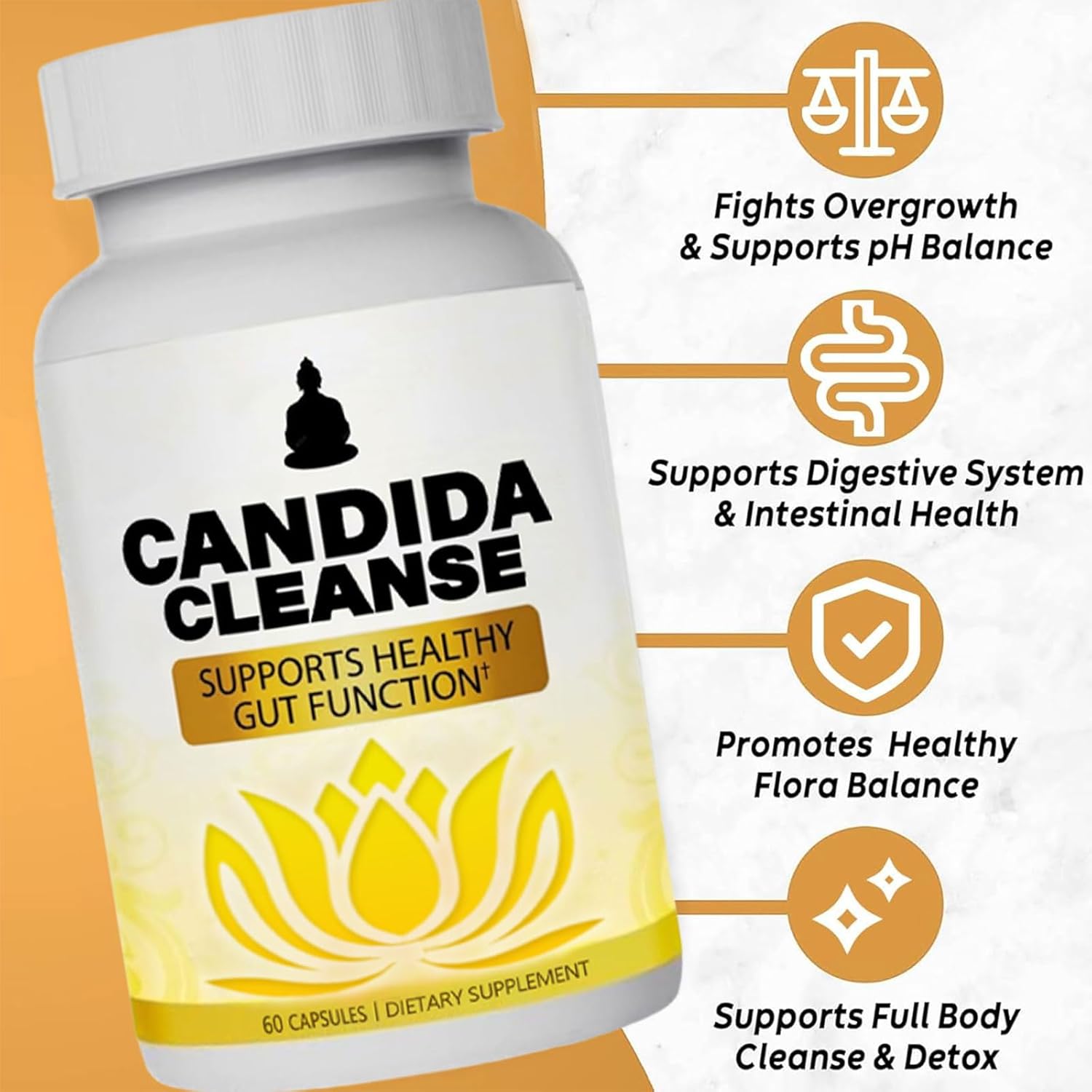 Suplemento CANDIDA apoyo intestinal y colon 60 cápsulas